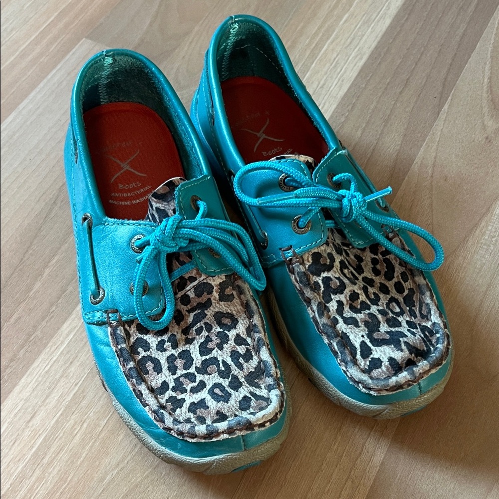 Women’s 6M Twisted X Turquoise and Leopard boat shoe